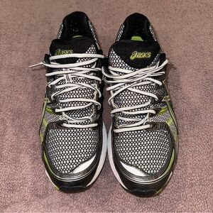 ASICS Gel Nimbus 12 Black Grey Green size 9.5 T045N